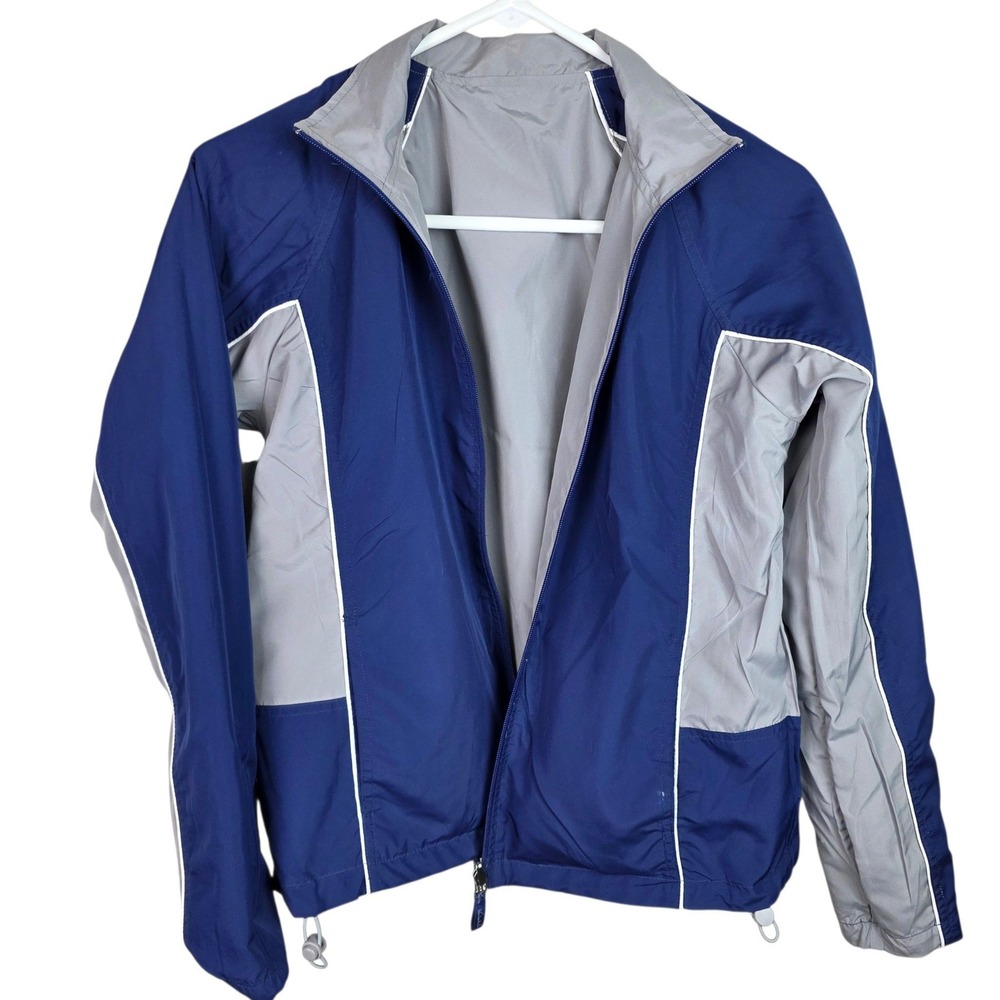 Gloria Vanderbilt Tracksuit Women M Blue Gray Good Reversible Jacket Set